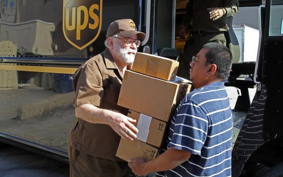 Handing package to driver